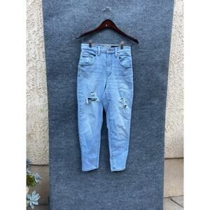 Levis SilverTab Mom Jeans Womens 27 Distressed High Rise Tapered Denim Pants